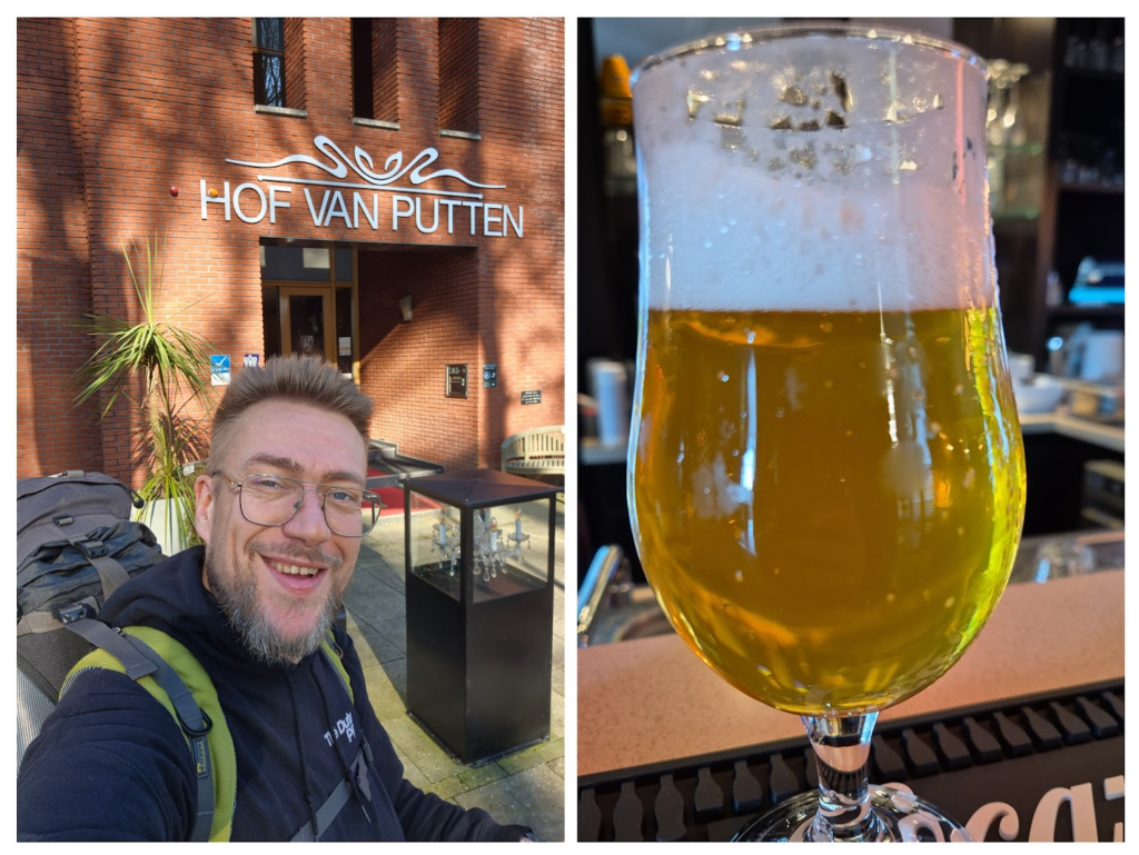 Aangekomen bij het hotel: dat welverdiende biertje.